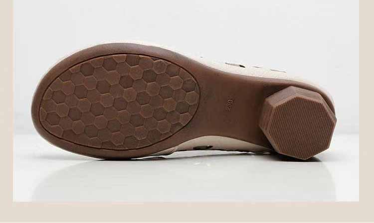 Women's Retro Fashion Hollow Hole Shoes PU Leather Clogs Shoes Round Head Slip On Femme Slippers